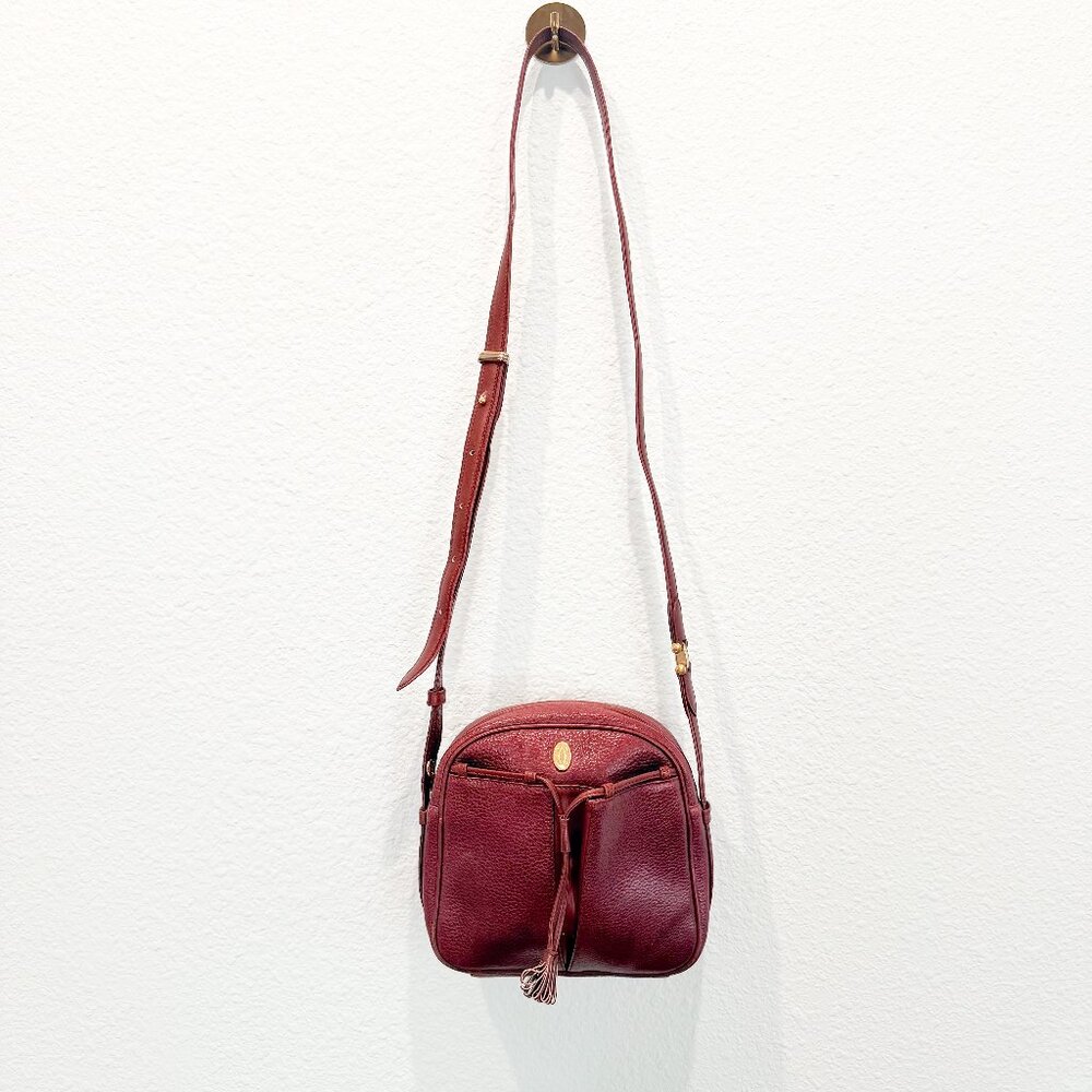 Vintage Cartier Must de Cartier Burgundy Leather Crossbody Bag | Authentic w/COA